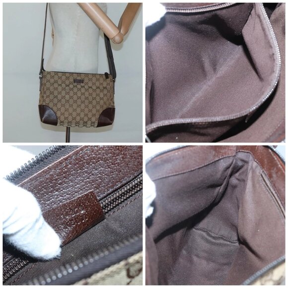 GUCCI GG Canvas Shoulder Bag Beige Silver - Picture 14 of 14